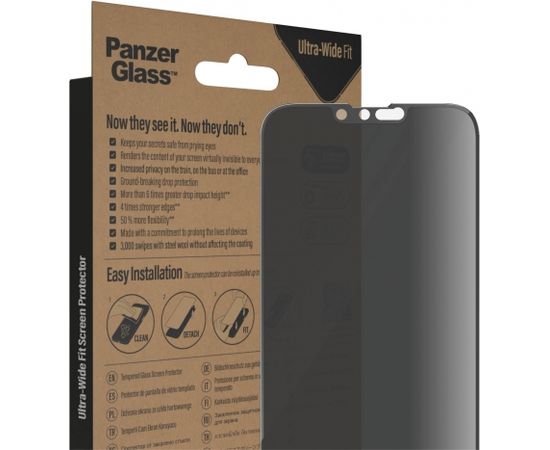 PanzerGlass Screen protector, Apple, iPhone 14 Plus/13 Pro Max, Glass, Black, Privacy