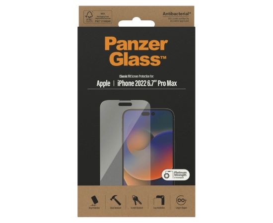 PanzerGlass Screen protector, Apple, iPhone 14 Pro Max, Glass, Transparent