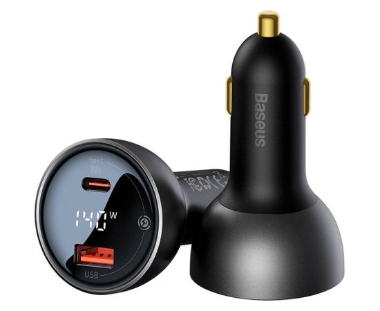 Car charger Baseus Superme, USB, USB-C, 140W (black)