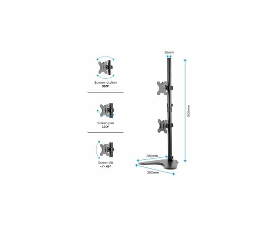 Monitora stiprinājums Fellowes Seasa Freestanding Dual Stacking Monitor Arm