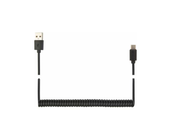 Kabelis Gembird USB Male - USB Type C Male Coiled 0.6m Black