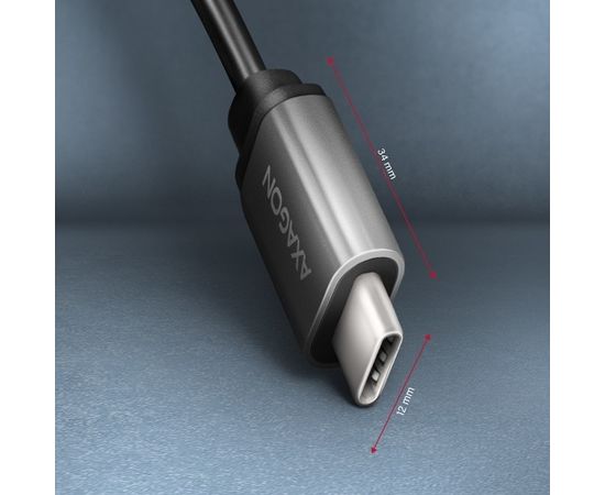 (Ir veikalā) AXAGON RUCM-AFAC USB 3.2 Gen 1 Type-C Male to USB Type-A Female, cable adapter 0,2m, 3A, ALU