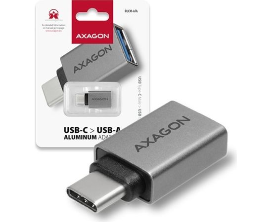 AXAGON RUCM-AFA USB 3.0 Type-C Male to USB Type-A Female Adapter, ALU