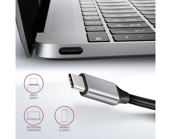 AXAGON HMC-6GL 3 порта USB-A, HDMI, RJ-45, концентратор USB 3.2 поколения 1, разъем PD 100 Вт, 20-сантиметровый кабель USB-C