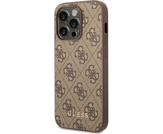Guess GUHCP14XG4GFBR iPhone 14 Pro Max 6,7" brązowy|brown hard case 4G Metal Gold Logo