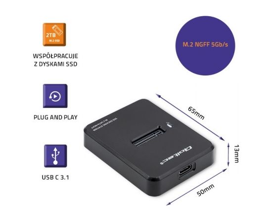 Qoltec 50314 Docking station SSD M.2 SATA| NGFF | USB 3.1