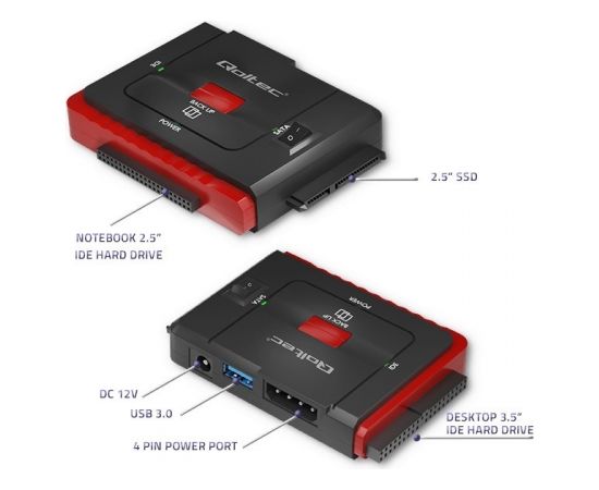 Qoltec 50645 Adapter USB 3.0 to IDE | SATA III