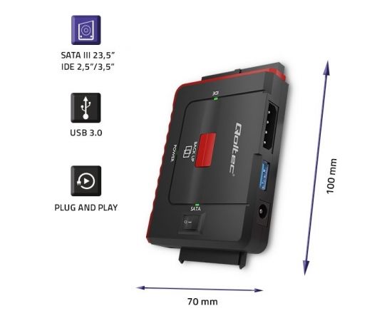 Qoltec 50645 Adapter USB 3.0 to IDE | SATA III