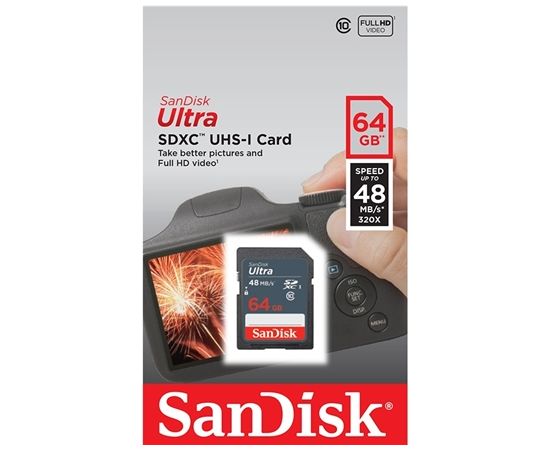 Sandisk Ultra SDHC card 64 GB, SDHC, Flash memory class 10