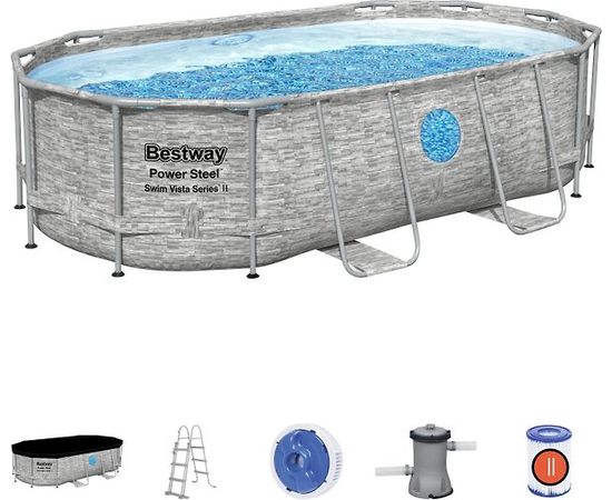 Ovāls āra baseins Bestway 56714 Power Steel 427x250x100cm Pelēks