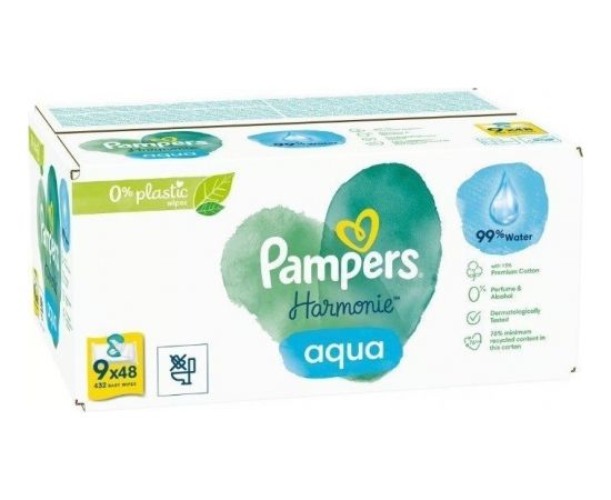Pampers Chusteczki nawilżane PAMPERS Harmonie Plastic-Free 9x48szt