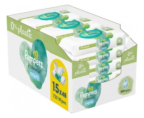 Pampers Chusteczki PAMPERS Wipes Aqua 15x48 Plastic Free