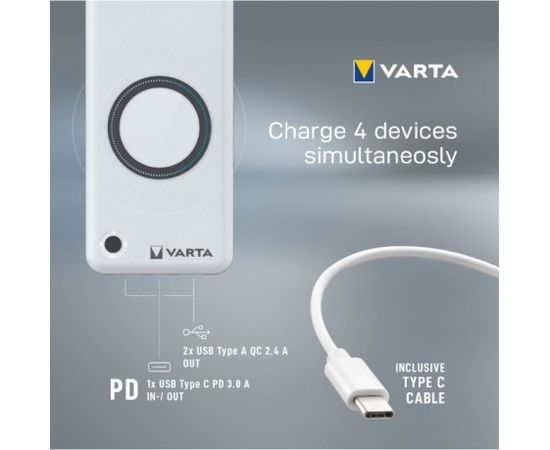 VARTA Portable Wireless Powerbank 15000mAh Silver