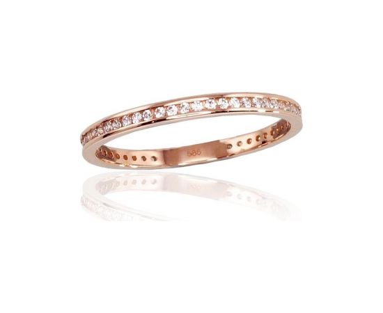 Золотое кольцо #1100466(Au-R)_CZ, Красное Золото 585°, Цирконы, Размер: 15, 0.9 гр.
