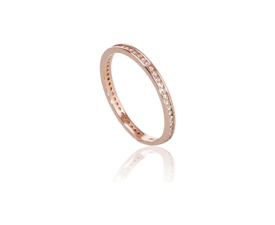 Золотое кольцо #1100466(Au-R)_CZ, Красное Золото 585°, Цирконы, Размер: 15, 0.9 гр.