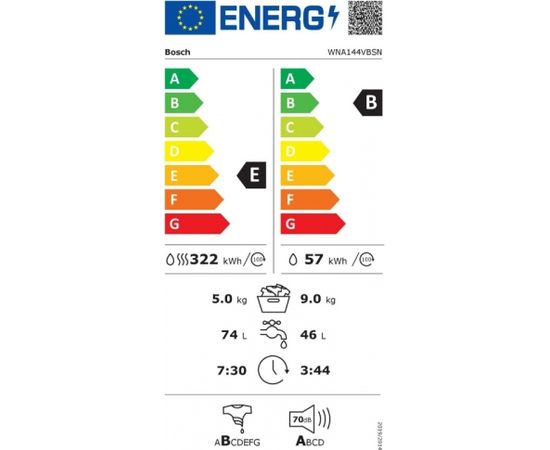 BOSCH WNA144VLSN Veļas mašīna ar žāvētāju 9/5kg 1400rpm