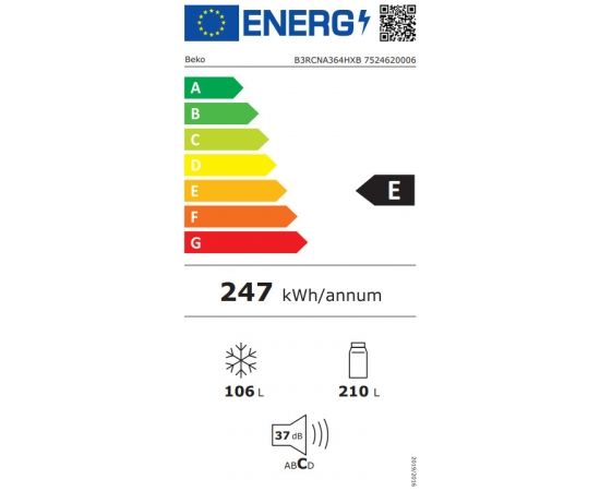BEKO B5RCNA366HXB Ledusskapis 186.5cm NeoFrost Inox Ledusskapji