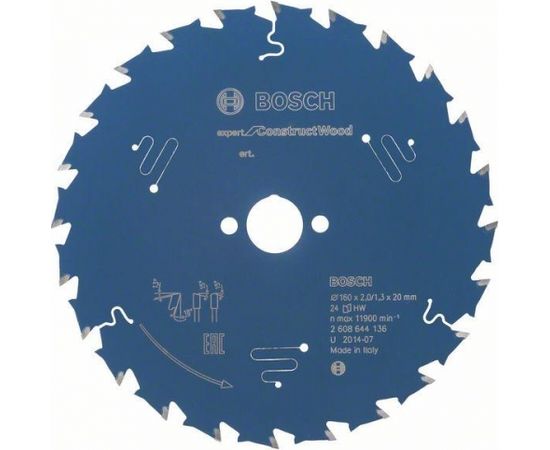 Griešanas disks Bosch Expert for Construct Wood 2608644136; 160x20 mm; Z24