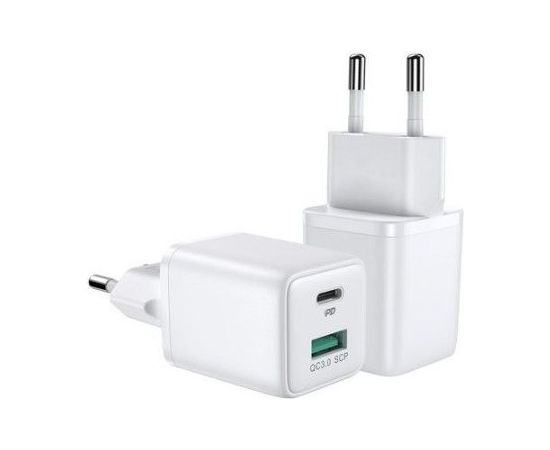 Joyroom  
 
       charger (EU plug) USB / USB Type C 30W Power Delivery QuickCharge 3.0 AFC FCP 
     White