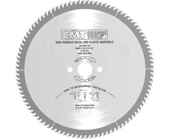 Griešanas disks metālam CMT 284; 500x30x4,0 mm; Z120; 5°