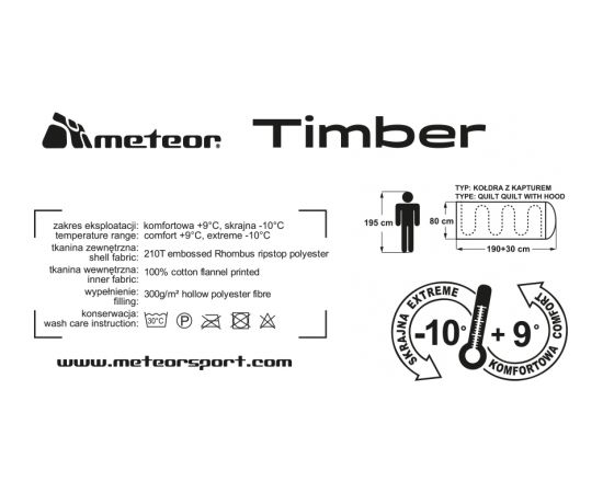 Guļammaiss Meteor Timber kokvilnas melns Guļammaisi