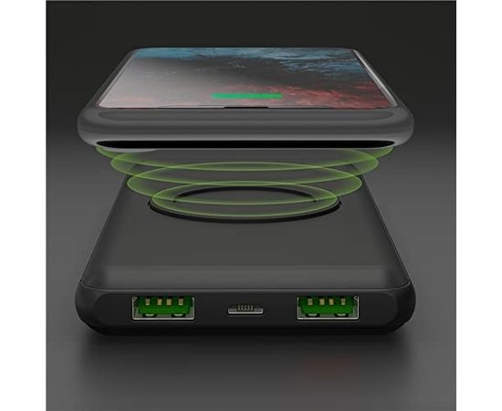 Goobay wireless fast charging power bank 10000mAh (black, USB-C PD, QC 3.0, 10,000 mAh)