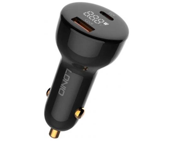 LDNIO C101 Car Charger, USB + USB-C, 100W + USB-C to Lightning Cable (Black)