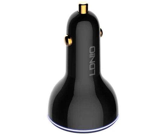 LDNIO C102 Car Charger, USB + 2x USB-C, 160W + USB-C to Lightning Cable (Black)