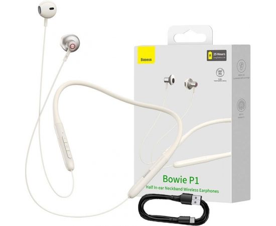 Neckband Magnetic Sport Earphones Baseus Bowie P1 (creamy-white)