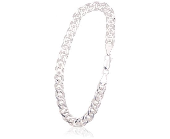 Серебряная цепочка Мона-лиза 6 мм, алмазная обработка граней #2400106-bracelet, Серебро 925°, длина: 18 см, 8.6 гр.