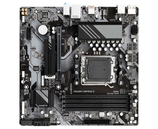 Gigabyte 	A620M GAMING XG10 Processor family AMD, Processor socket AM5, DDR5 DIMM, Memory slots 4, Supported hard disk drive interfaces 	SATA, M.2, Number of SATA connectors 4, Chipset AMD A620, Micro ATX