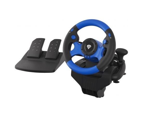 Natec GENESIS SEABORG 350 Black, Blue USB Steering wheel + Pedals Nintendo Switch, PC, PlayStation 4, Playstation 3, Xbox 360, Xbox One