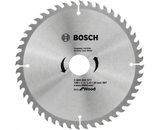 Griešanas disks Bosch Eco for Wood 2608644377; 190x30 mm; Z48