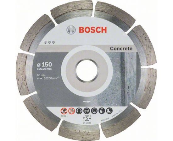 Dimanta griešanas disks Bosch Standard for Concrete 2608603241; 150x22,23 mm; 10 gab.