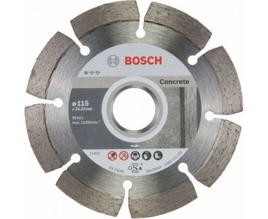 Dimanta griešanas disks Bosch Standard for Concrete 2608603239; 115x22,23 mm; 10 gab.