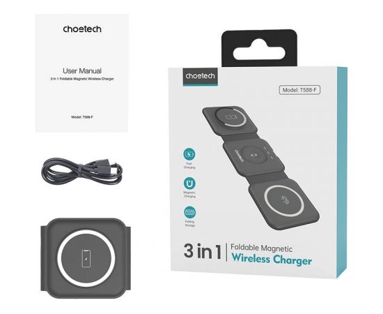 Choetech T588-F 3in1 Magnetic Wireless Charger 15W (black)