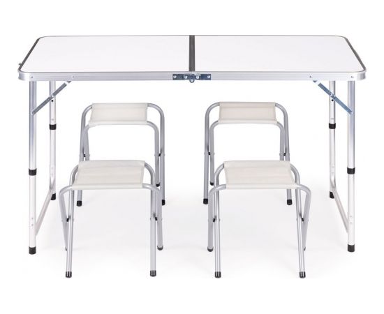 ModernHome Stolik turystyczny stół składany zestaw 4 krzesła Biały