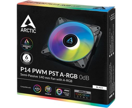 ARCTIC P14 PWM PST A-RGB 0dB - Semi-Passive 140 mm Fan with Digital A-RGB