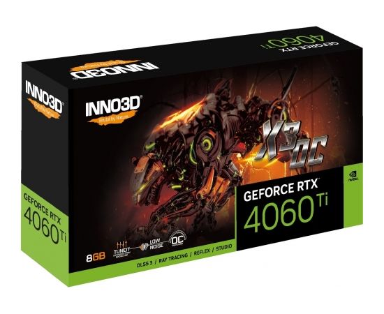 GRAPHICS CARD INNO3D Geforce RTX 4060 TI X3 OC NVIDIA 8 GB GDDR6 DLSS 3