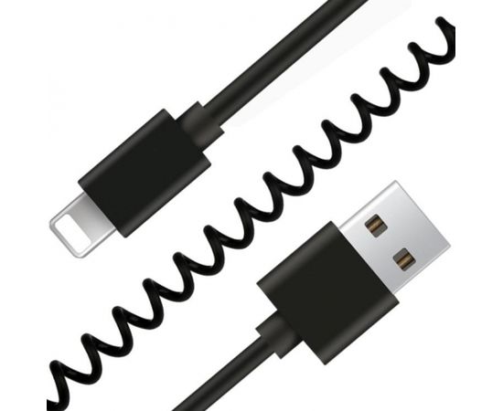 Gembird USB sync and charging spiral cable for iPhone, 1.5 m, black