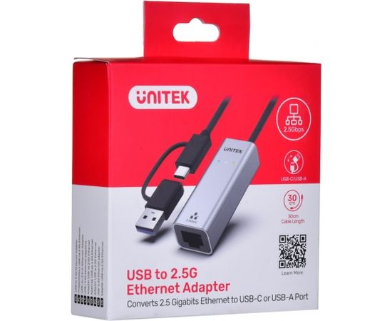 UNITEK ADAPTER USB-A/C - RJ45 2.5G ETHERNET (M/F)