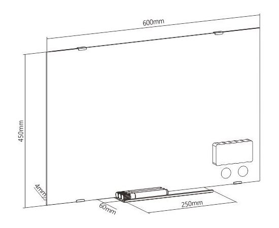 Glass white board Up Up 600x450mm