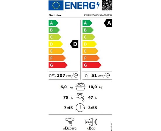 Electrolux EW7WP361S veļas mašīna ar žāvētāju 700.sērija DualCare 6/10kg 1600rpm