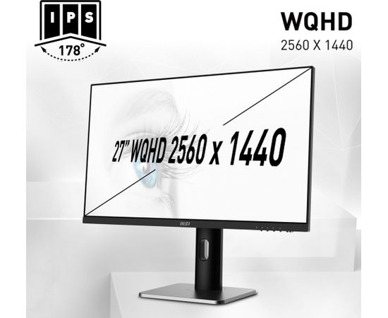 MSI PRO MP273QP computer monitor 68.6 cm (27") 2560x1440 pixels Wide Quad HD LED Black, Silver