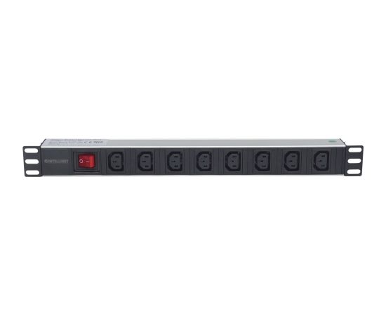 Intellinet 19" 1U Rackmount 8-Output C13 Power Distribution Unit (PDU), With Removable Power Cable and Rear C14 Input (Euro 2-pin plug)