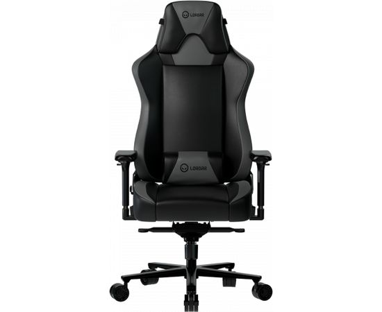 LORGAR Base 311, Gaming chair, PU eco-leather, 1.8 mm metal frame, multiblock mechanism, 4D armrests, 5 Star aluminium base, Class-4 gas lift, 75mm PU casters, Black + grey