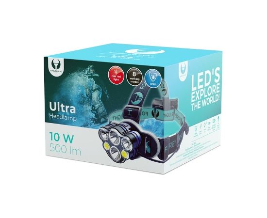 Forever Light LED Ultra Налобный фонарь/ T6 / 2x 10W + XP-E 2x 3W / 500lm 2x 18650 / 1200mAh Li-Ion