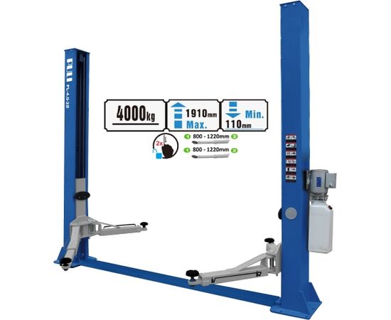 Hidrauliskais 2 kolonu pacēlājs mehāniska atbloķēšana, 4 tonnas, 380V(220V), PULI Autopacēlāji