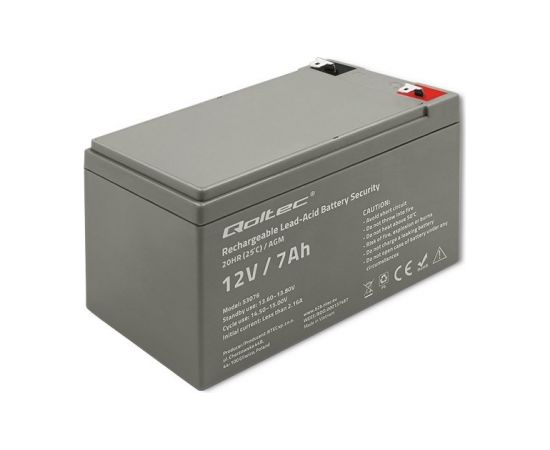 Qoltec 53076 AGM battery | 12V | 7Ah | max. 105A | Security