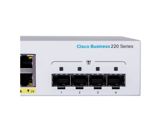 Cisco CBS220-24P-4G Managed L2 Gigabit Ethernet (10/100/1000) Power over Ethernet (PoE) 1U White